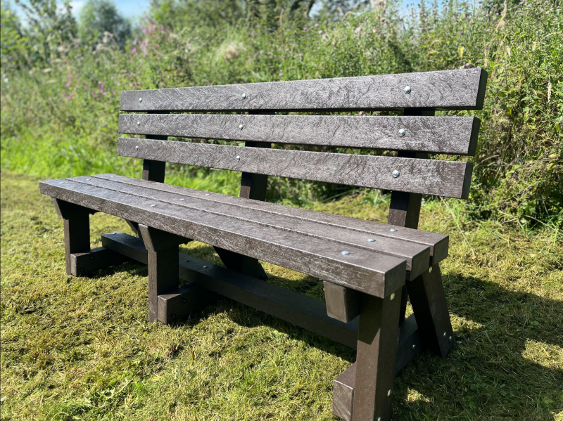 Recycled Plastic Garden Bench with Backrest  Ribble